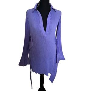 Fashion Nova Paris Views Pleated Purple Shirt Dress Size XS